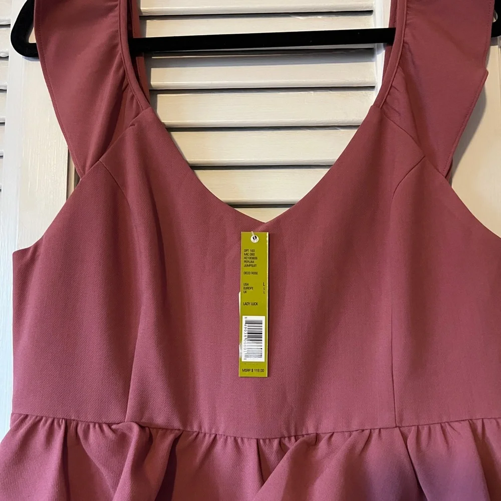 Giani Bini Lady Luck Sleeveless Ruffled Peplum Jumpsuit  Size L New - Picture 2 of 6